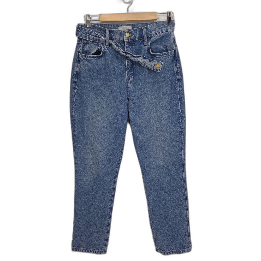 Triarchy Womens Crossover Jeans Cropped High Rise Straight Leg Size 30x28